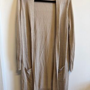 Halogen Line Blend Beige Longline Open Front Cardigan Medium Minimalist